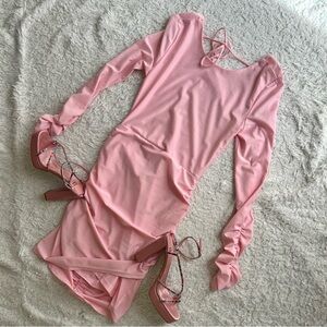 Lucy In The Sky Open Back Long Sleeve Pink Dress Size Large